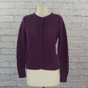 Vintage LL Bean Purple Wool Angora Knit Cardigan Sweater